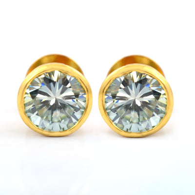 4 Carat Stunning Off White Diamond Solitaire Stud Earrings in 925 Silver with Yellow Finish! Great Sparkle and Excellent Cut! Certified Diamonds, Gift For Birthday/Anniversary - ZeeDiamonds