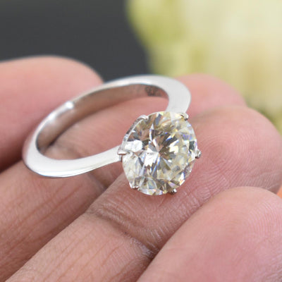 Rare 10.20 Ct Off White Diamond Solitaire Heavy Ring, Amazing Collection & Great Sparkle ! Ideal For Birthday Gift, Certified Diamond! - ZeeDiamonds