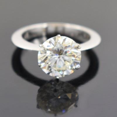 3 Ct Round Off White Diamond Solitaire Ring, Elegant Look & Great Sparkle ! Ideal For Birthday Gift, Certified Diamond! - ZeeDiamonds