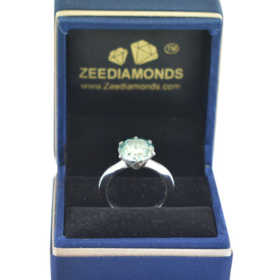 Certified 3.15 Carat Elegant Blue Diamond Solitaire Ring in 925 Silver, Great Shine & Stunning Look! Gift For Wedding/Birthday, Certified Diamond - ZeeDiamonds