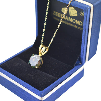 4 Carat Certified Round Deep Blue Diamond Solitaire Pendant in 925 Silver with Prong Setting, Amazing Shine & Elegant Look! Ideal Gift For Wife, Girlfriend! Certified Diamond - ZeeDiamonds