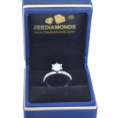 Amazing Blue Diamond Women's Ring with White Accents in 925 Silver! Latest Collection & Elegant Shine! Ideal For Anniversary Gift, 1.50 Ct Certified Diamond! - ZeeDiamonds