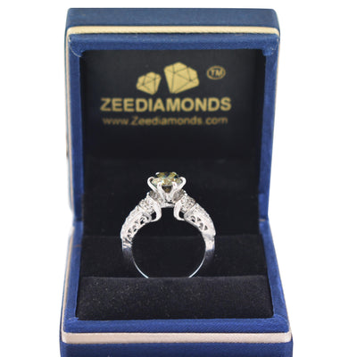Designer Deep Blue Diamond Women's Ring with White Accents in 925 Silver! Beautiful Shine & Gorgeous Look! Ideal For Anniversary Gift, 1.40 Ct Certified Diamond! - ZeeDiamonds