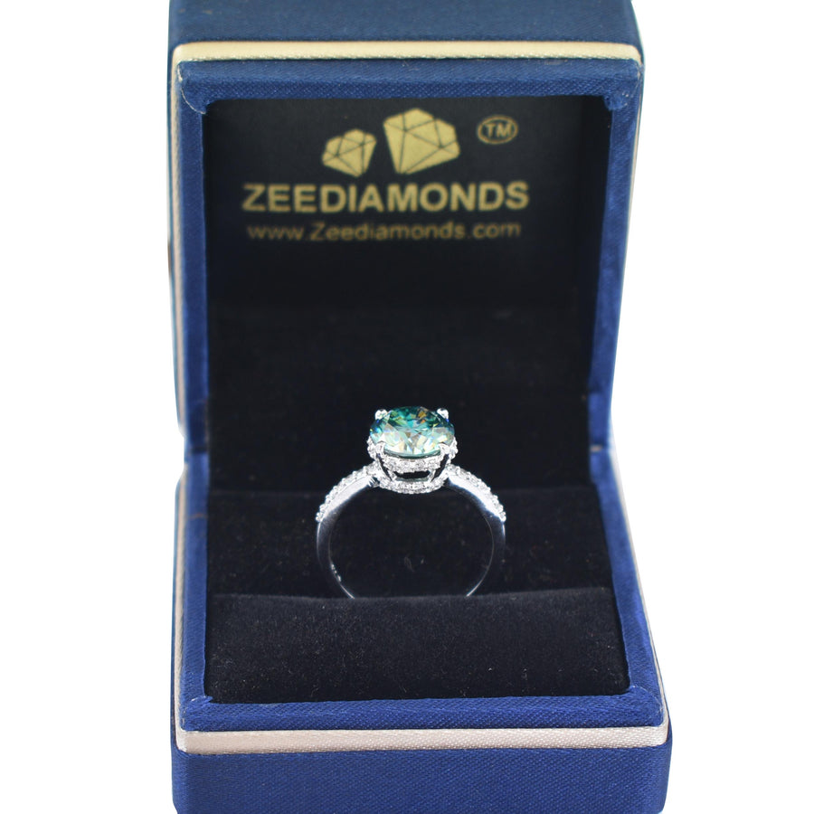 Lovely Blue Diamond Women's Ring with White Accents in 925 Silver! Beautiful Collection & Elegant Shine! Ideal For Anniversary Gift, 2 Ct Certified Diamond! - ZeeDiamonds