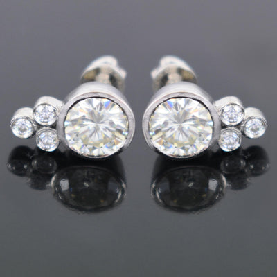 AAA Certified 2.40 Ct, Lovely Off-White Diamond Studs with White Accents  ! Very Latest Collection & Great Shine - ZeeDiamonds
