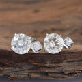 2.50 Carat Stunning Off White Diamond Solitaire Stud Earrings in 925 Silver with Accents in White Finish! Great Sparkle and Excellent Cut! Certified Diamonds, Gift For Birthday/Anniversary - ZeeDiamonds