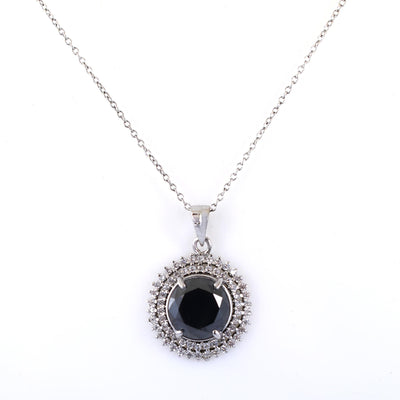 5 Ct AAA Quality Brilliant Cut Black Diamond Pendant with White Accents in Prong Setting! Beautiful Design and Latest Collection, Certified Diamond - ZeeDiamonds