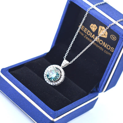 3 Carat Certified Amazing Blue Diamond Pendant with White Accents in 925 Silver, Very Latest Design & Elegant Shine! Ideal Gift For Wife, Girlfriend! Certified Diamond - ZeeDiamonds