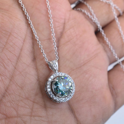 3 Carat Certified Amazing Blue Diamond Pendant with White Accents in 925 Silver, Very Latest Design & Elegant Shine! Ideal Gift For Wife, Girlfriend! Certified Diamond - ZeeDiamonds