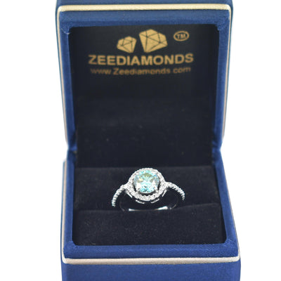 1.50 Ct AAA Certified Elegant Blue Diamond Ring in 925 Silver with Accents, Excellent Luster and Great Ideal Gift For Anniversary! - ZeeDiamonds