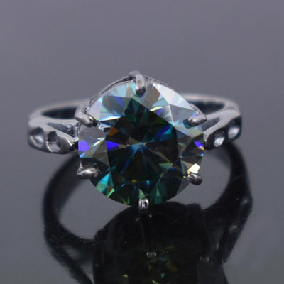 5 Ct AAA Certified Deep Blue Diamond Solitaire Ring in 925 Silver. Round Brilliant Cut ! Latest Collection and Great Sparkle - ZeeDiamonds