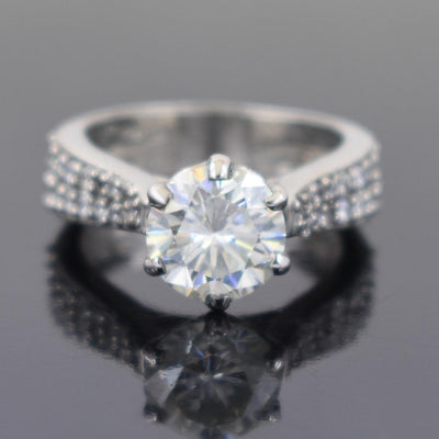 Stunning 2 Ct Off White Diamond Gorgeous Ring with White Accents, Promise Ring & Great Sparkle ! Ideal For Birthday Gift, Certified Diamond! - ZeeDiamonds