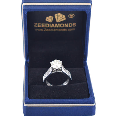 Stunning 2 Ct Off White Diamond Gorgeous Ring with White Accents, Promise Ring & Great Sparkle ! Ideal For Birthday Gift, Certified Diamond! - ZeeDiamonds