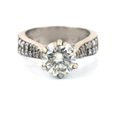 Stunning 2 Ct Off White Diamond Gorgeous Ring with White Accents, Promise Ring & Great Sparkle ! Ideal For Birthday Gift, Certified Diamond! - ZeeDiamonds