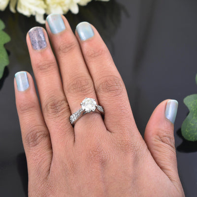 Stunning 2 Ct Off White Diamond Gorgeous Ring with White Accents, Promise Ring & Great Sparkle ! Ideal For Birthday Gift, Certified Diamond! - ZeeDiamonds