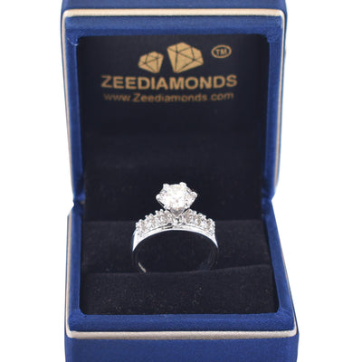 1.95 Ct Amazing Off White Diamond Promise Ring in 925 Silver, Great Brilliance & Sparkle ! Ideal For Birthday Gift, Certified Diamond! - ZeeDiamonds