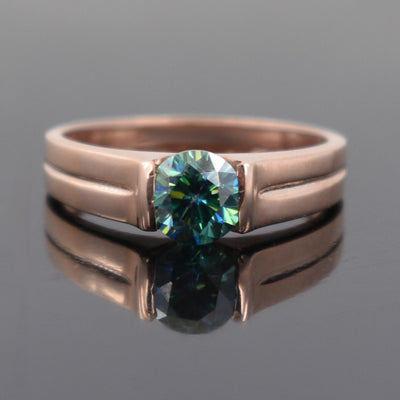 1 Carat Elegant Blue Diamond Solitaire Ring in 925 Silver with Rose Gold Finish, Great Shine & Stunning Look! Gift For Wedding/Birthday, Certified Diamond - ZeeDiamonds