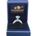 2 Ct Gorgeous Blue Diamond Engagement Ring with Accents in 925 Silver! Great Shine & Beautiful Design! Ideal For Anniversary Gift, Certified Diamond! - ZeeDiamonds