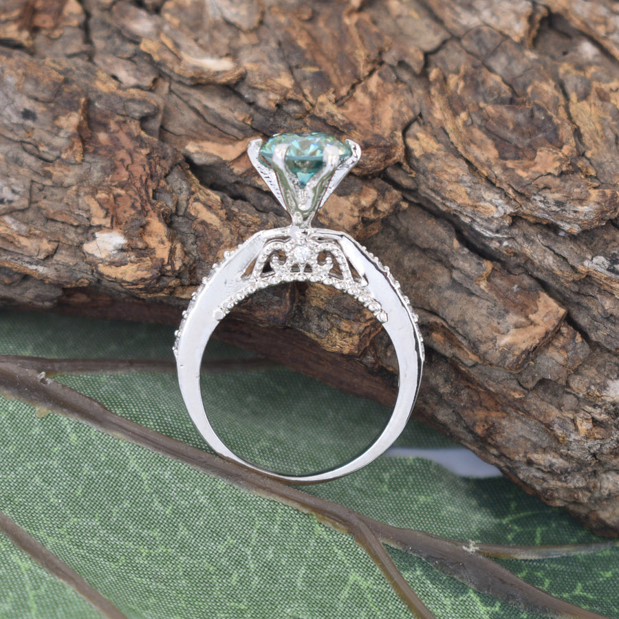 Spiral Pave Diamond Engagement Ring | R1054W | Valina Engagement Ring