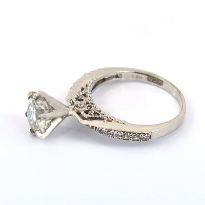 2 Ct Designer Off White Diamond Promise Ring in 925 Silver, Great Brilliance & Sparkle ! Ideal For Birthday Gift, Certified Diamond! - ZeeDiamonds