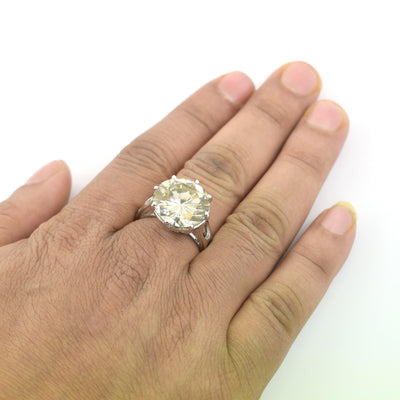 4.00 Ct Amazing Off White Diamond Solitaire Ring, Very Elegant & Great Sparkle ! Ideal For Birthday Gift, Certified Diamond! - ZeeDiamonds