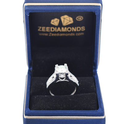 Designer Off White (Ting of Blue) Diamond Beautiful Ring with White Accents, Latest Collection & Great Sparkle ! Ideal For Birthday Gift, 1.25 Ct Certified Diamond! - ZeeDiamonds