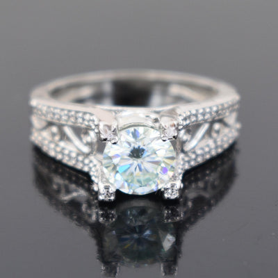 Designer Off White (Ting of Blue) Diamond Beautiful Ring with White Accents, Latest Collection & Great Sparkle ! Ideal For Birthday Gift, 1.25 Ct Certified Diamond! - ZeeDiamonds