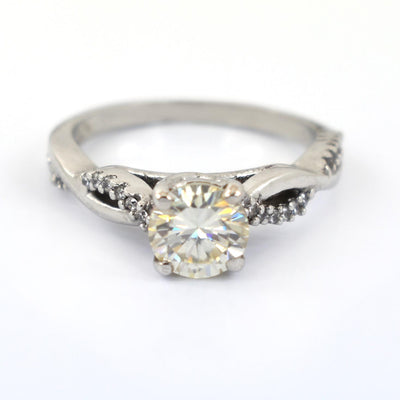 Lovely Off White Diamond Designer Ring with White Accents, Latest Collection & Great Sparkle ! Ideal For Birthday Gift, 1.00 Ct Certified Diamond! - ZeeDiamonds