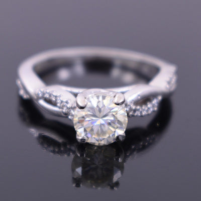 Lovely Off White Diamond Designer Ring with White Accents, Latest Collection & Great Sparkle ! Ideal For Birthday Gift, 1.00 Ct Certified Diamond! - ZeeDiamonds