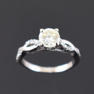 Lovely Off White Diamond Designer Ring with White Accents, Latest Collection & Great Sparkle ! Ideal For Birthday Gift, 1.00 Ct Certified Diamond! - ZeeDiamonds