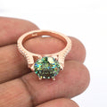 3.50 Carat Certified Greenish Blue Diamond Ring in Rose Gold with White Accents, Beautiful Design & Great Sparkle! Gift For Wedding/Birthday - ZeeDiamonds