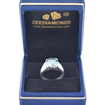 Stunning 3.10 Carat Certified Blue Diamond Solitaire Ring in 925 Silver. Excellent Luster & Great Sparkle! Gift For Wedding/Birthday - ZeeDiamonds