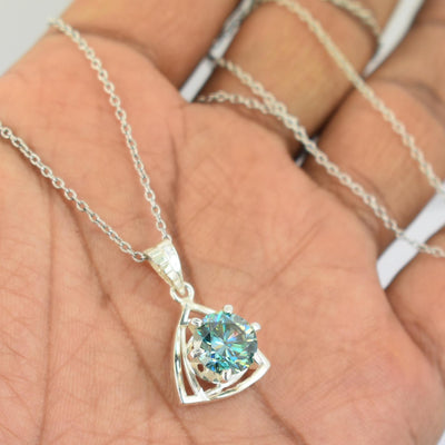 2.50 Carat Certified Vey Elegant Blue Diamond Solitaire Pendant in 925 Silver with Prong Setting, Great Shine & Elegant! Ideal Gift For Wife ,Girlfriend - ZeeDiamonds