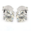 2.10 Ct Elegant Off White Diamond Solitaire Stud Earrings in 925 Silver with White Finish! Great Sparkle and Blink! Certified Diamonds, Gift For Birthday/Anniversary - ZeeDiamonds
