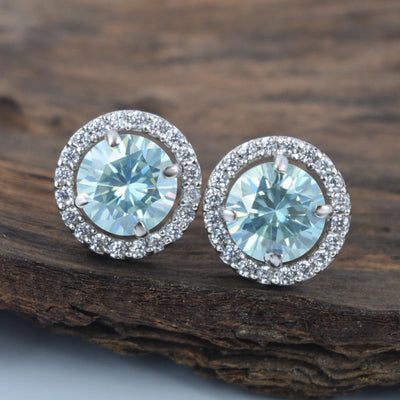 3 Ct Certified Amazing Blue Diamond Stud Earrings in 925 Silver with Prong Style! Great Sparkle & Elegant Look! Gift For Birthday! - ZeeDiamonds