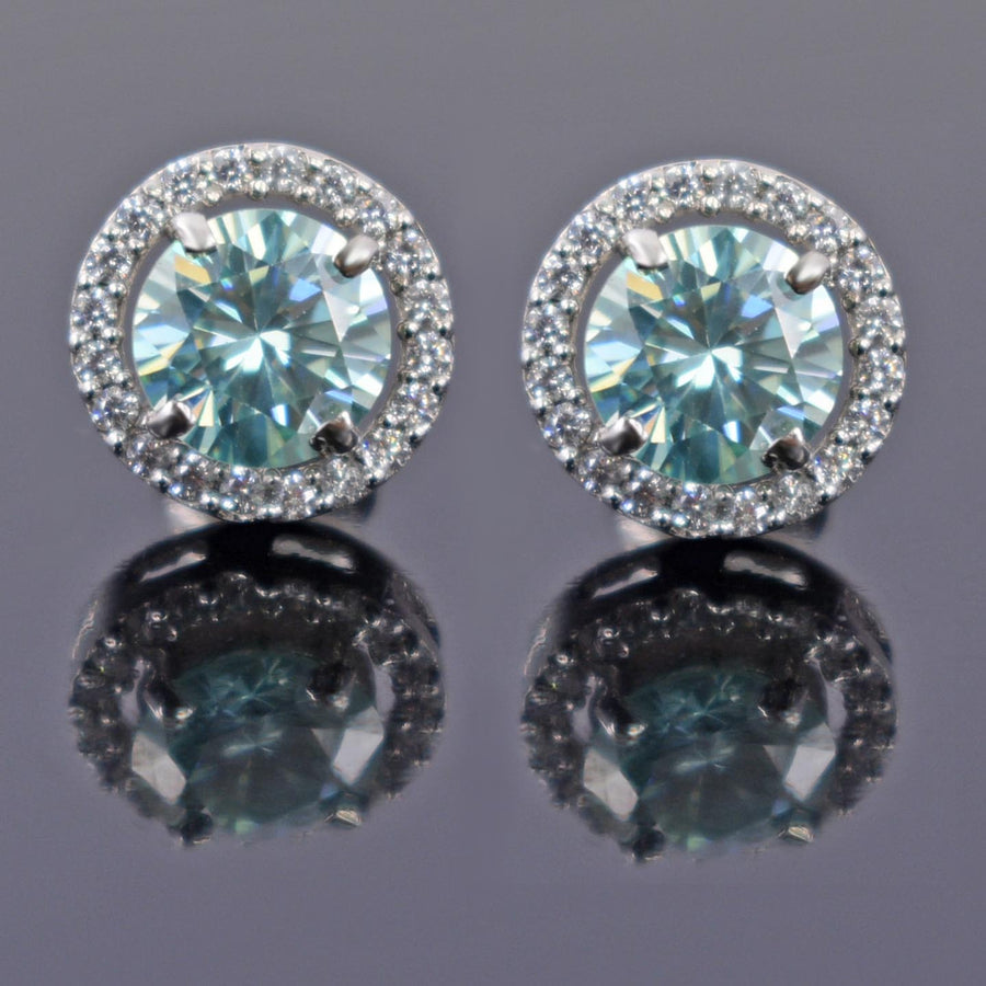 3 Ct Certified Amazing Blue Diamond Stud Earrings in 925 Silver with Prong Style! Great Sparkle & Elegant Look! Gift For Birthday! - ZeeDiamonds