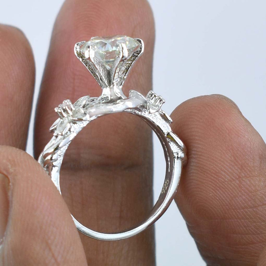 Fabulous Off White Diamond Designer Ring with White Accents Amazing Collection Great Sparkle Ideal For Birthday Gift 1.45 Ct Certified Diamond