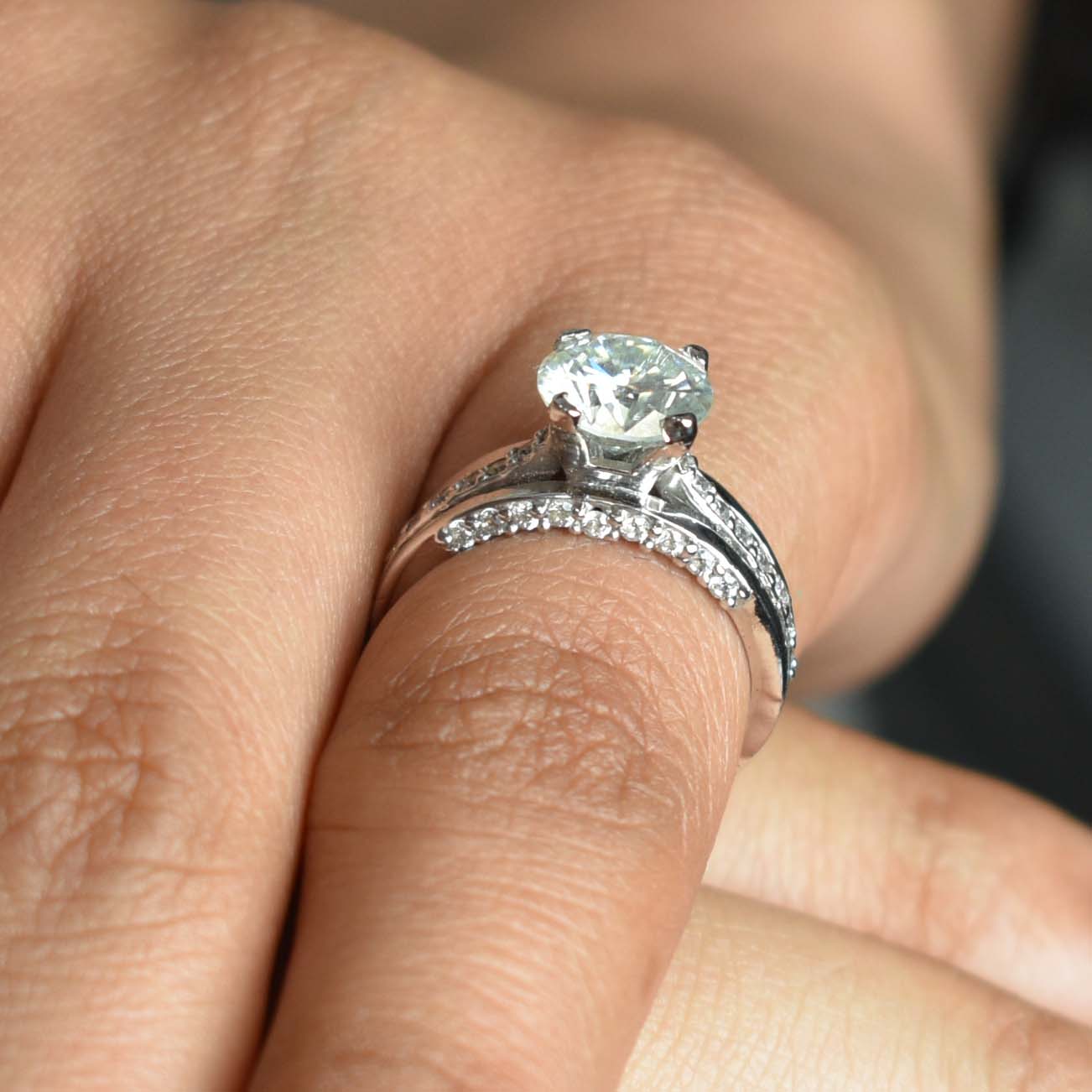 Very Elegant White Moissanite Designer Ring with White Accents, Latest ...