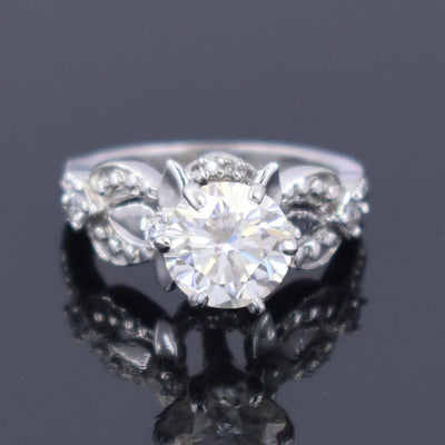 Designer Off White Diamond Wedding Ring in prongs with Accents, Amazing Collection & Great Sparkle ! Ideal For Birthday Gift, 1.90 Ct Certified Diamond! - ZeeDiamonds