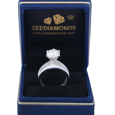 3.05 Ct Beautiful Off White Diamond Solitaire Band Ring, Great Brilliance & Excellent Cut! Ideal For Birthday Gift, Certified Diamond! - ZeeDiamonds