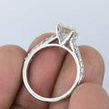 Amazing Off White Diamond Ring in prongs with Accents, Great Brilliance & Sparkle ! Ideal For Birthday Gift, 1.00 Ct Certified Diamond! - ZeeDiamonds