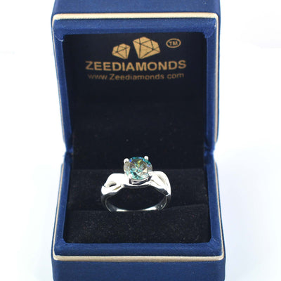 Certified 2.65 Ct Elegant Blue Diamond Solitaire Ring in 925 Silver, Beautiful Design & Great Shine! Gift For Wedding/Birthday - ZeeDiamonds