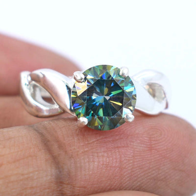 Certified 2.65 Ct Elegant Blue Diamond Solitaire Ring in 925 Silver, Beautiful Design & Great Shine! Gift For Wedding/Birthday - ZeeDiamonds