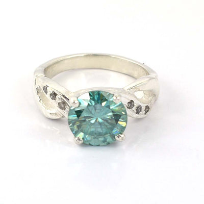 Certified 2.70 Ct Gorgeous Blue Diamond Ring with Diamond Accents, Latest Design & Great Shine! Gift For Wedding/Birthday