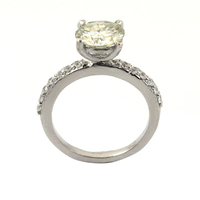 2.50 Ct Stunning Off White Diamond Solitaire Ring with Accents, Elegant Look & Great Sparkle ! Ideal For Birthday Gift, Certified Diamond! - ZeeDiamonds