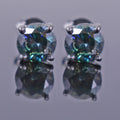 3 Ct Certified Blue Diamond Stud Earrings in 925 Silver with Black Gold Finish! Great Shine & Luster! Gift For Birthday! - ZeeDiamonds