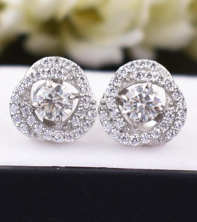 AAA Certified 1.10 Ct, Designer Off-White Diamond Studs with White Accents  ! Very Latest Collection & Ideal Gift for Lovely Wife - ZeeDiamonds
