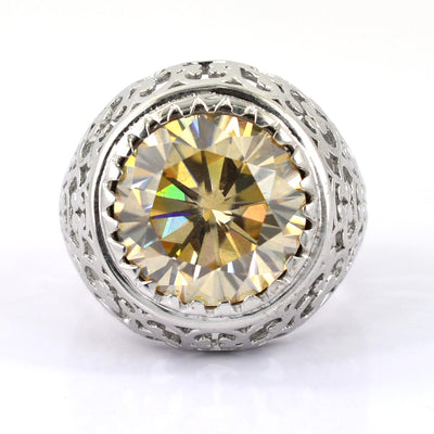 RARE & Huge 10 Ct Champagne Diamond Ring. Amazing Shine & Luster WATCH VIDEO - ZeeDiamonds