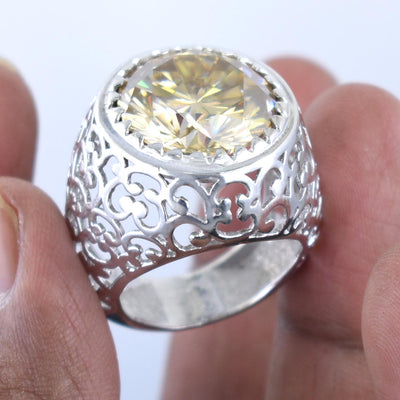 RARE & Huge 10 Ct Champagne Diamond Ring. Amazing Shine & Luster WATCH VIDEO - ZeeDiamonds