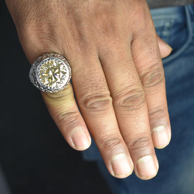 RARE & Huge 10 Ct Champagne Diamond Ring. Amazing Shine & Luster WATCH VIDEO - ZeeDiamonds